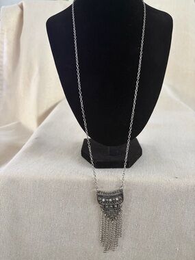 Silver-Tone Fringe Pendant Necklace - Women Jewelry